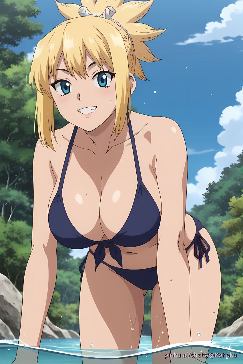 ai_generated aichat anime bikini dr.stone kohaku pinku pinku.ai pinkuai river