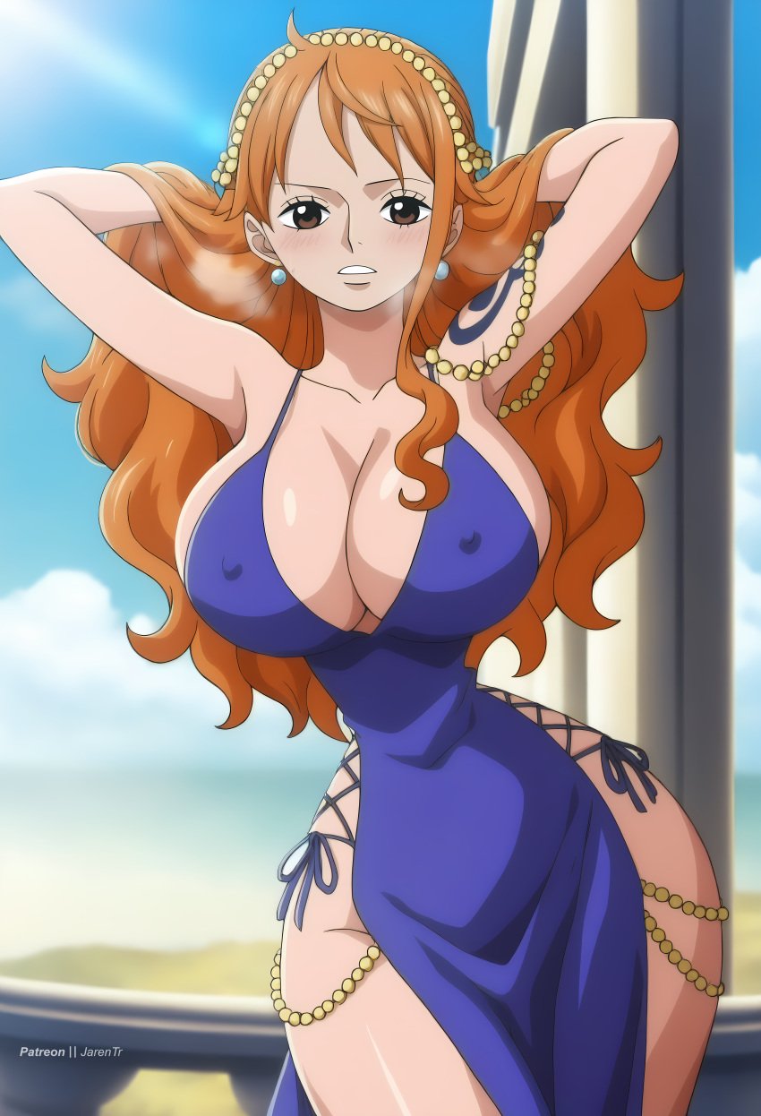 ai_generated ass big_ass big_breasts bubble_butt clothed_female_nude_male clothed_sex clothing dress erect_nipples female female_only huge_ass huge_breasts jarentr large_hips nami nami_(one_piece) one_piece post-timeskip rape sex slapping_ass slapping_butt tagme thick_ass thick_thighs thin_waist