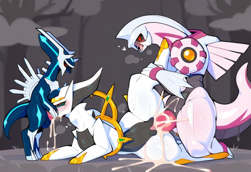 2025 ai_generated arceus blush bodily_fluids cum cum_in_pussy cum_inside cum_through duo excessive_cum excessive_genital_fluids female feral generation_3_pokemon generation_4_pokemon genital_fluids genitals group heart hellsonger hi_res legendary_pokemon male male/female male_penetrating nintendo open_mouth penetration penile penile_penetration penis plant pokemon pokemon_(species) pussy red_eyes saliva sex size_difference tongue tongue_out tree vaginal_penetration vaginal_penetration