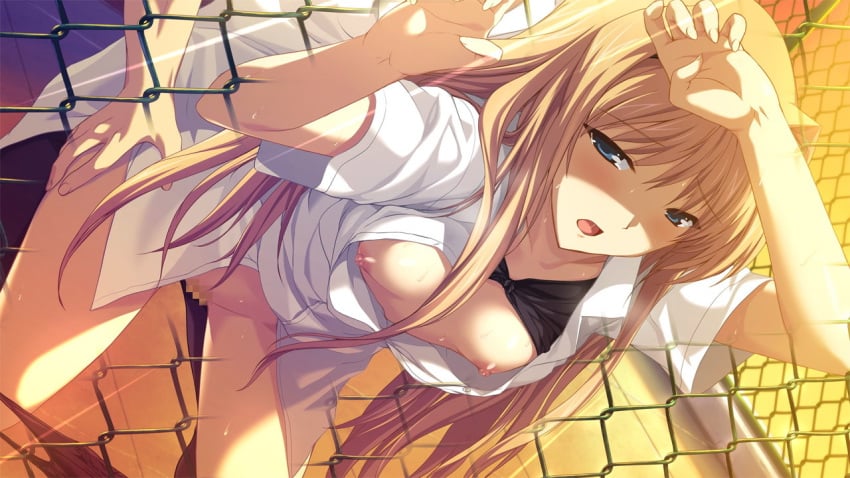 blonde_hair bra breasts censored game_cg onigirikun open_clothes open_shirt pastel_chime pastel_chime_bind_seeker pubic_hair seifuku sex shirley_corvette shirt tagme_(character) underwear