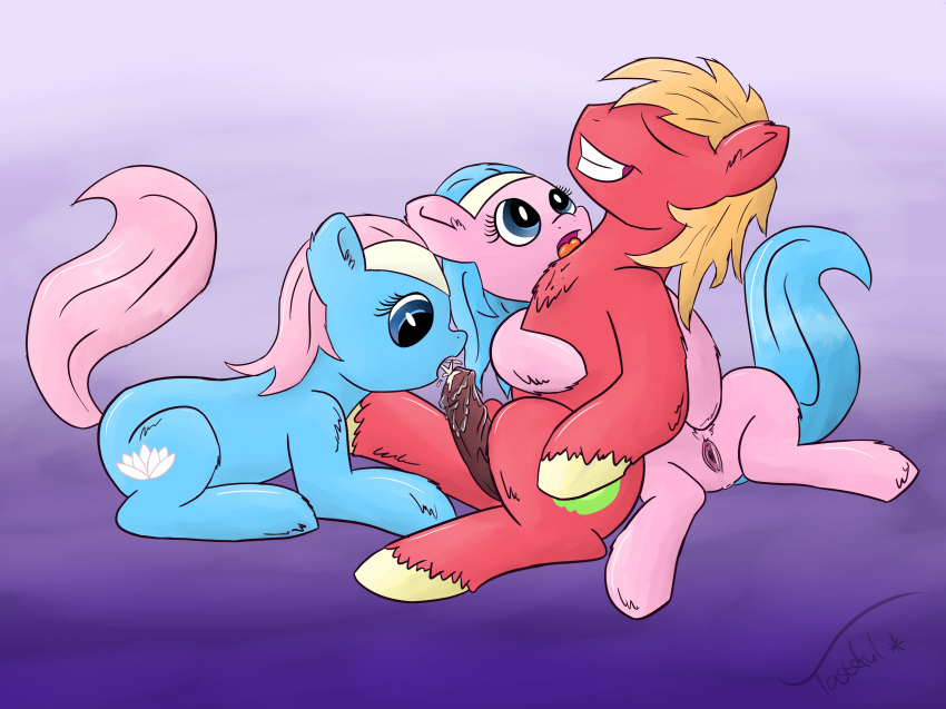 aloe_(mlp) anus big_macintosh_(mlp) blonde_hair blue_eyes blue_fur blue_hair cum cutie_mark earth_pony equine fellatio female friendship_is_magic fur group hair happy horsecock lotus_blossom male masturbation my_little_pony oral oral_sex penis pink_fur pink_hair pony pussy red_fur sex sibling straight tasteful-clopper threesome