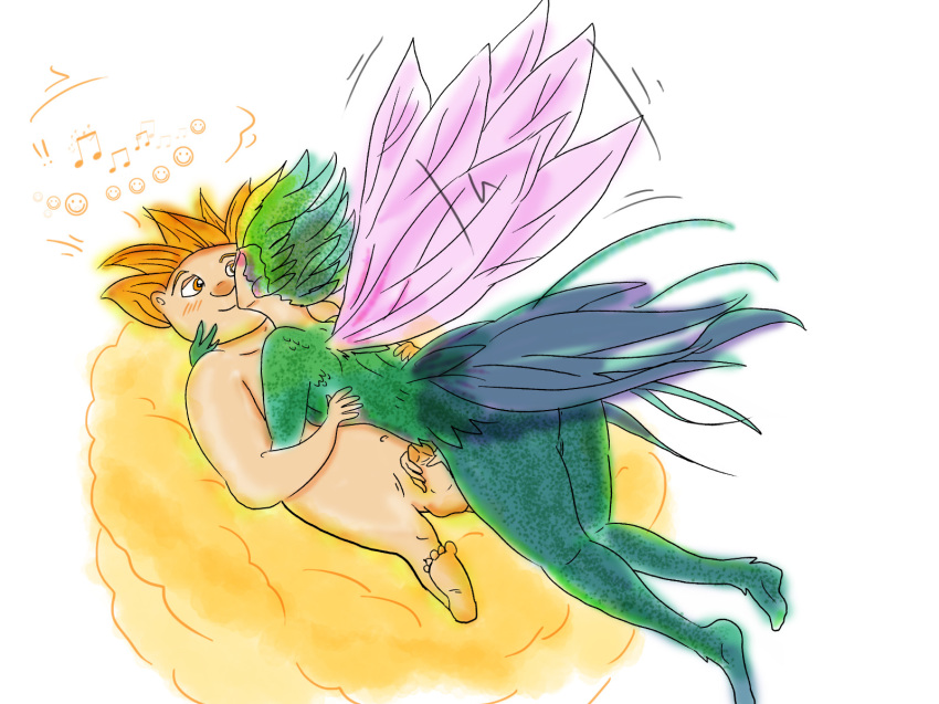 1boy blush colored erect_penis female handjob happy male penis rise_of_the_guardians sandman simple_background straight teeth teeth_fairy teethiana white_background wings