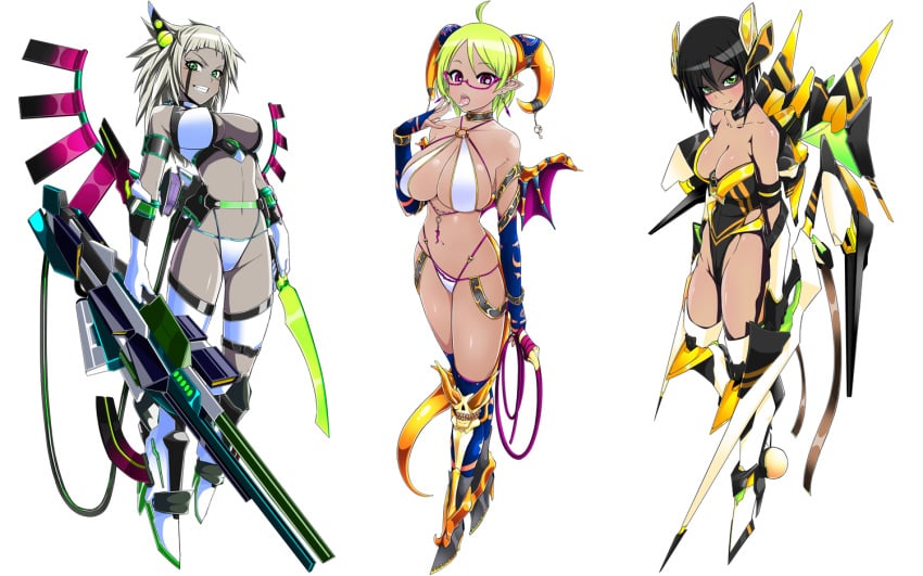 3girls cyber_girl female guns multiple_girls tagme