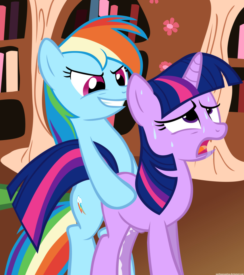 dickgirl equine female feral friendship_is_magic horn horse intersex my_little_pony navitaserussirus pegasus pony rainbow_dash_(mlp) sex twilight_sparkle_(mlp) unicorn wings