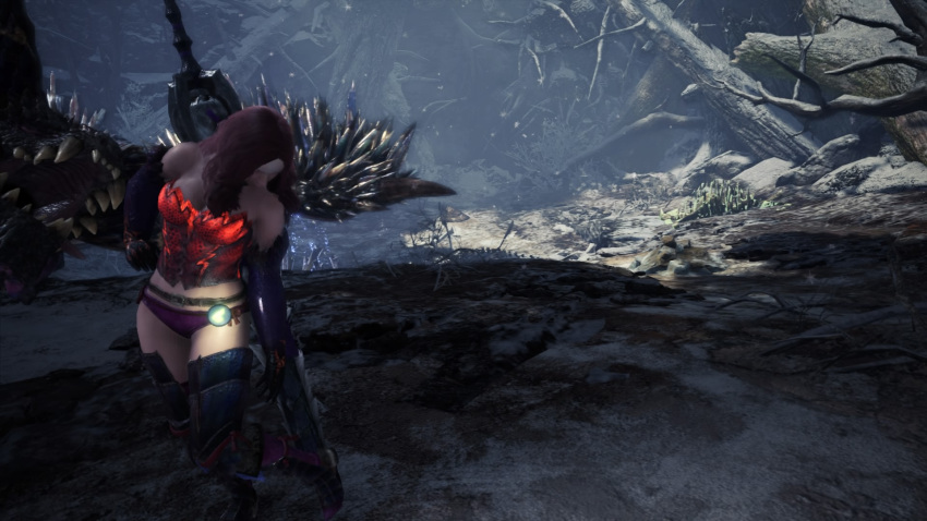 1080p 1girls bare_shoulders big_breasts breasts busty_female capcom cleavage corset curvaceous curvy_hips defeated_monster demonlord_(armor) dominatrix elizabeth_(huntress) female game_screenshot glow_armor goth_girl half-dressed huge_breasts hunter_(monster_hunter) light-skinned_female long_sword_(mh) looking_at_self monster_hunter monster_hunter_(series) monster_hunter_wilds monster_hunter_world mostly_clothed nature_background nergigante original_character outdoors purple_panties purplish_hair pussy redhead_female savage_deviljho_(armor) screencap seductive_pose shaved_pussy thicc_thighs toned_female toned_navel vangis_(armor) yian_garuga_(armor)
