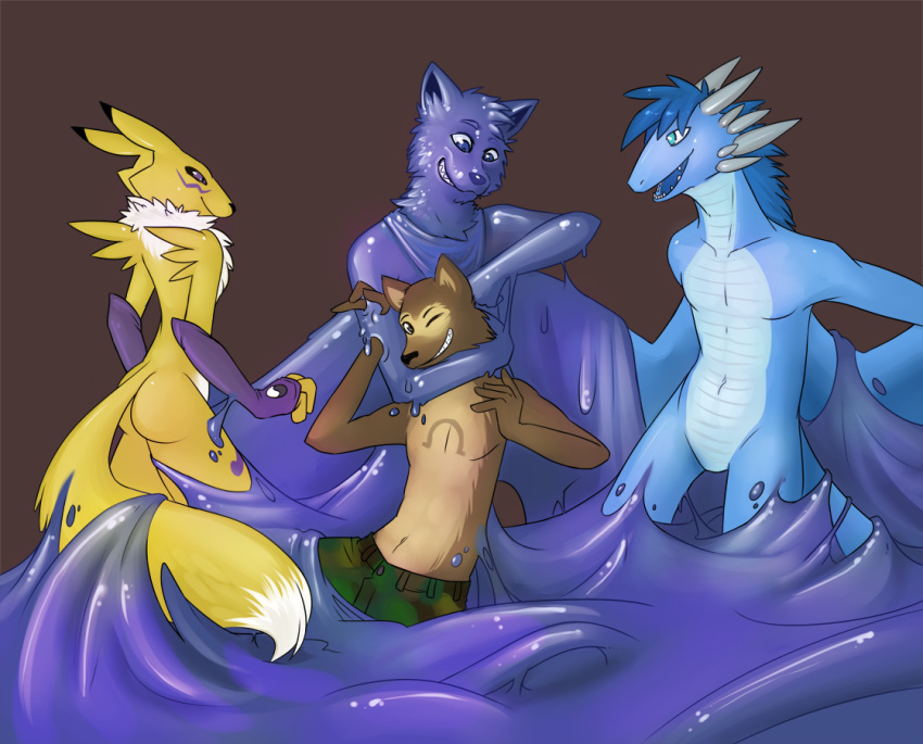 anthro bf109 black digimon dragon fox fur furry murphyslaugh oo renamon t-man101 white_fur wiskar wolf yellow