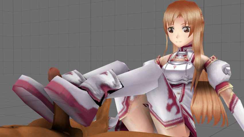 3d aincrad erection female footjob knights_of_the_blood_(sao) penis straight sword_art_online testicles yuuki_asuna