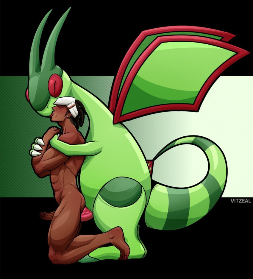 abs accessory anal anal_sex animal_genitalia animal_penis big_muscles big_penis black_hair blush cloaca dark_body dark_skin dominant dominant_feral dominant_male duo erection feral feral_penetrating feral_penetrating_human flygon french_kissing generation_3_pokemon genitals green_body gym_leader hair hand_holding headband hi_res holding_partner human human_on_feral human_penetrated interspecies kissing male male/male male_penetrated male_penetrating male_penetrating_male mammal muscular muscular_human muscular_male nintendo nude pecs penetration penile penile_penetration penis penis_in_ass pokemon pokemon_(species) pokephilia raihan_(pokemon) sex submissive submissive_human submissive_male vitzeal wings zoophilia