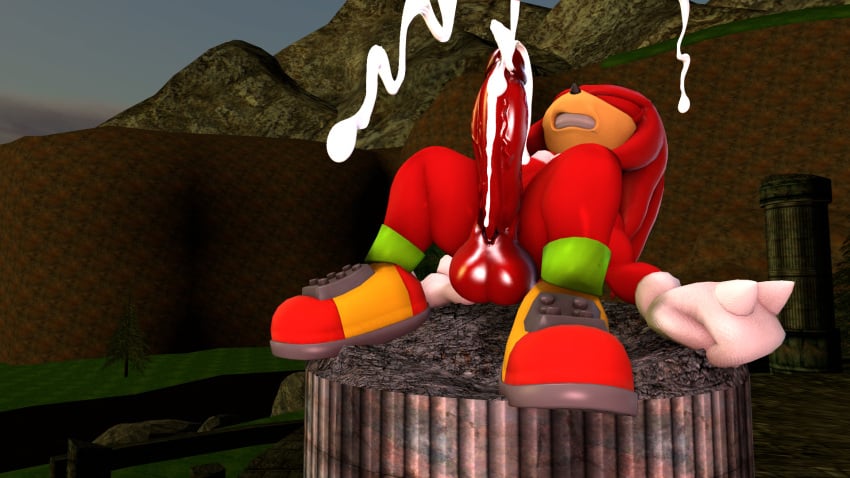 3d 3d_(artwork) anthro balls cum cumshot echidna erection knuckles_the_echidna male neotaurus nude orgasm penis solo sonic_(series)