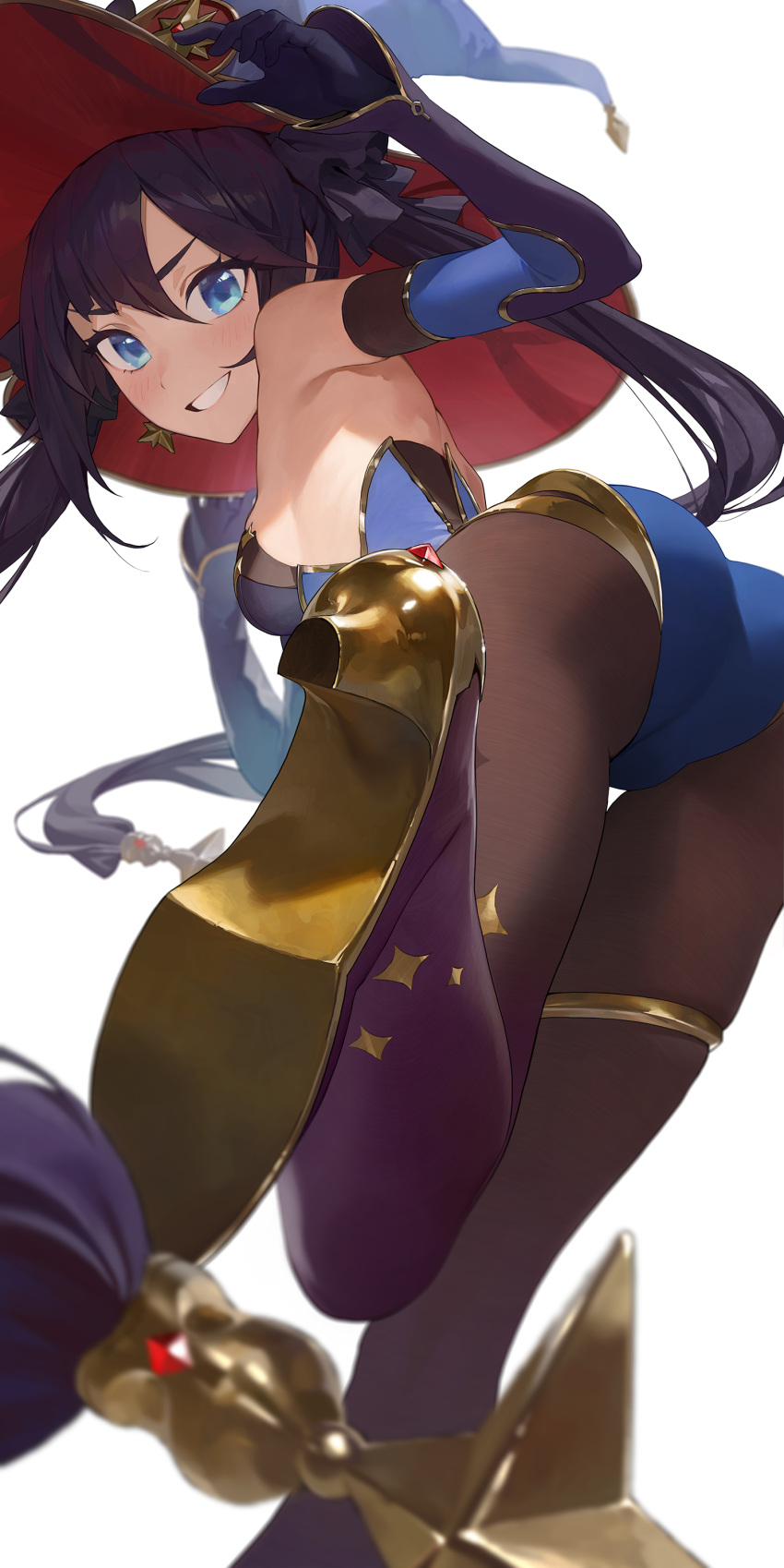 big_ass cleavage female female_focus female_only genshin_impact jeonghee1414 large_breasts long_hair mona_(genshin_impact) mona_megistus thick_thighs white_skin wide_hips