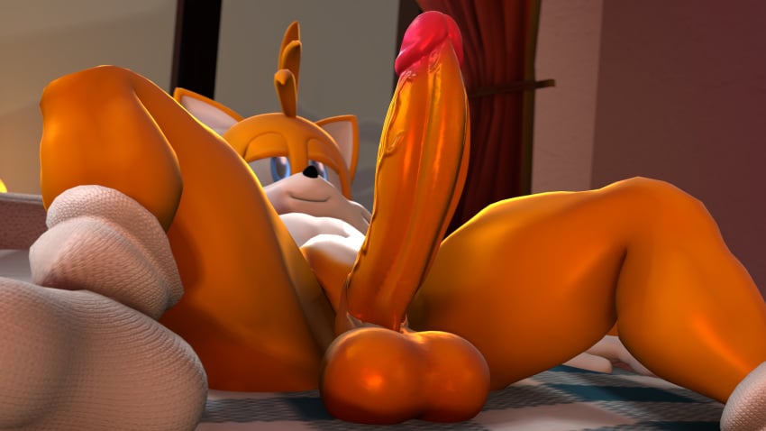 1boy 3d 3d_(artwork) anthro balls erection fox male male_only miles_prower miles_tails_prower neotaurus nude penis solo sonic_(series) tails_the_fox