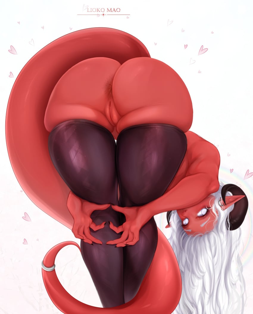 1girls absurd_res anus artist_name ass big_ass black_thighhighs dat_ass empty_eyes female female_only heart horns liokko_mao long_hair meme nude nude_female pointy_ears praise_da_booty_(meme) pussy red_skin skindentation solo tail tail_ring thick_ass thick_thighs thighhighs tiefling tieflingmelissa_(vtuber) virtual_youtuber white_eyes white_hair