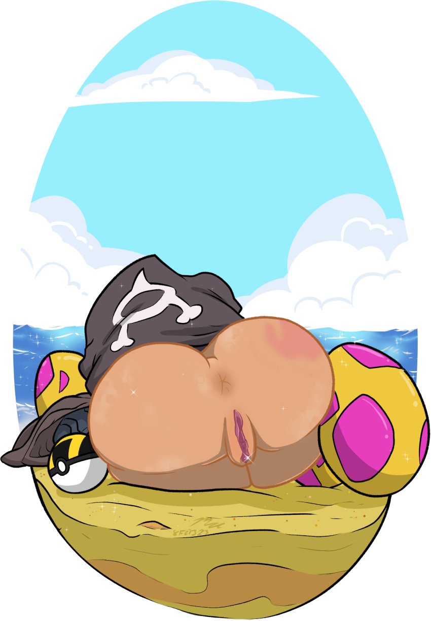 ass beach egg female genitals hi_res magnificent-arsehole nintendo pokeball pokemon pussy team_aqua