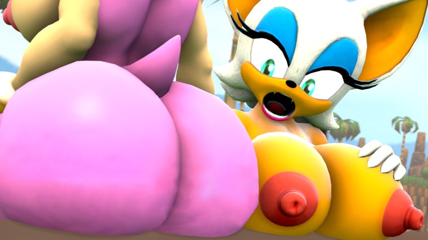 3d 3d_model amy_rose anthro anthro_only ass big_ass big_breasts bluewyvern breasts furry furry_female furry_only mobian mobian_(species) mobian_bat rouge_the_bat sega shocked sonic_(series) sonic_adventure_2 sonic_the_hedgehog_(series)