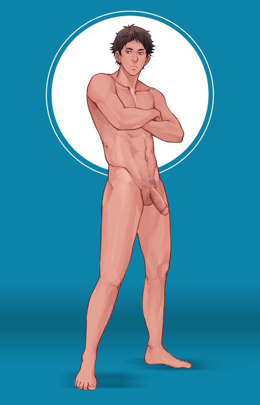 akaashi_keiji big_cock big_dick big_penis commission gay haikyuu!! huge_cock human maorenc naked naked_male simple_background volleyball yaoi