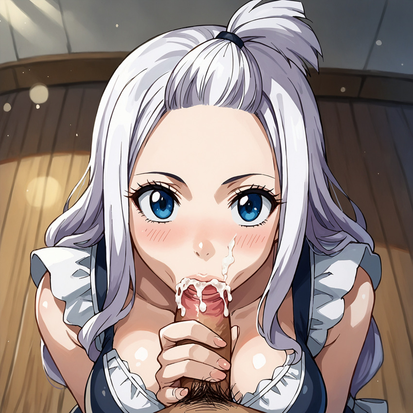 ai_generated blowjob cum_in_mouth fairy_tail handjob maid_outfit mirajane_strauss payop pony_diffusion_xl pov_eye_contact viewed_from_above