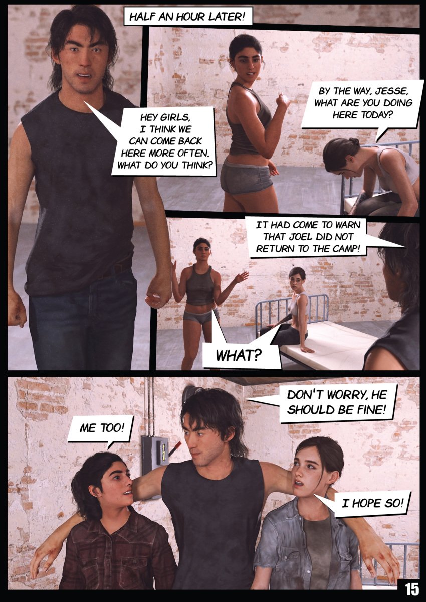 1boy 2girls 3d black_hair comic deletedcube3d dina_(the_last_of_us) ellie_(the_last_of_us) ellie_williams english_text female freckles human jesse_(the_last_of_us) male multiple_girls naughty_dog text the_last_of_us the_last_of_us_2 uncensored