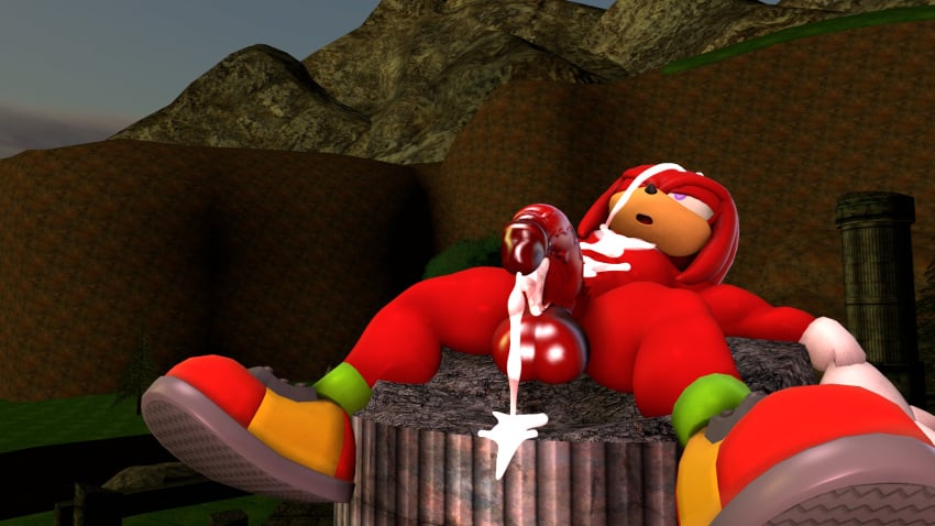 3d 3d_(artwork) after_masturbation anthro balls cum echidna flaccid knuckles_the_echidna male neotaurus nude penis solo sonic_(series)