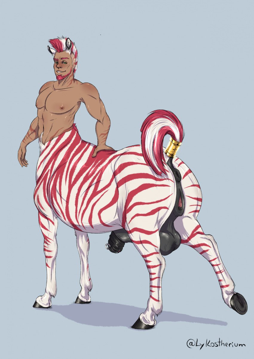 abs anus ass balls beard centaur cuntboy facial_hair flaccid full-package_cuntboy herm hermaphrodite horsecock human humanoid intersex lykostherium male male_only maleherm multi_genitalia muscular muscular_maleherm nude penis pussy solo solo_focus taur zebra zebra_taur