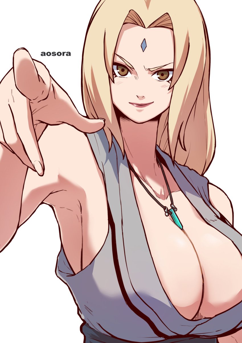 1girls aosora armpits bare_arms bare_shoulders big_breasts blonde_hair blush boruto:_naruto_next_generations brown_eyes busty cleavage clothed clothing female female_focus female_only forehead_jewel forehead_mark grin grinning hi_res high_resolution highres jewelry large_breasts light-skinned_female light_skin lips lipstick long_fingernails long_nails makeup naruto naruto:_the_last naruto_(classic) naruto_(series) naruto_shippuden necklace pale-skinned_female pale_skin pink_lips pink_lipstick pinup pointing shounen_jump shueisha sleeveless sleeveless_shirt smile smiling smirk smirking solo solo_female solo_focus tsunade very_high_resolution voluptuous voluptuous_female weekly_shonen_jump yukata