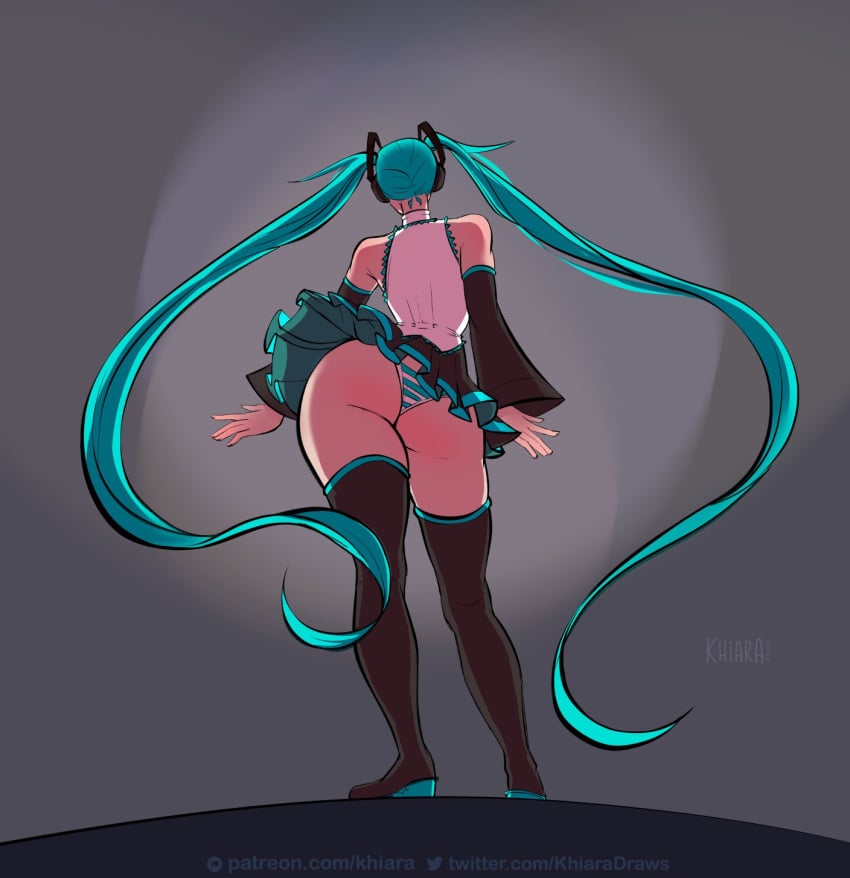 1girls ass big_ass blue_hair female hatsune_miku khiara panties solo solo_female tagme upskirt vocaloid