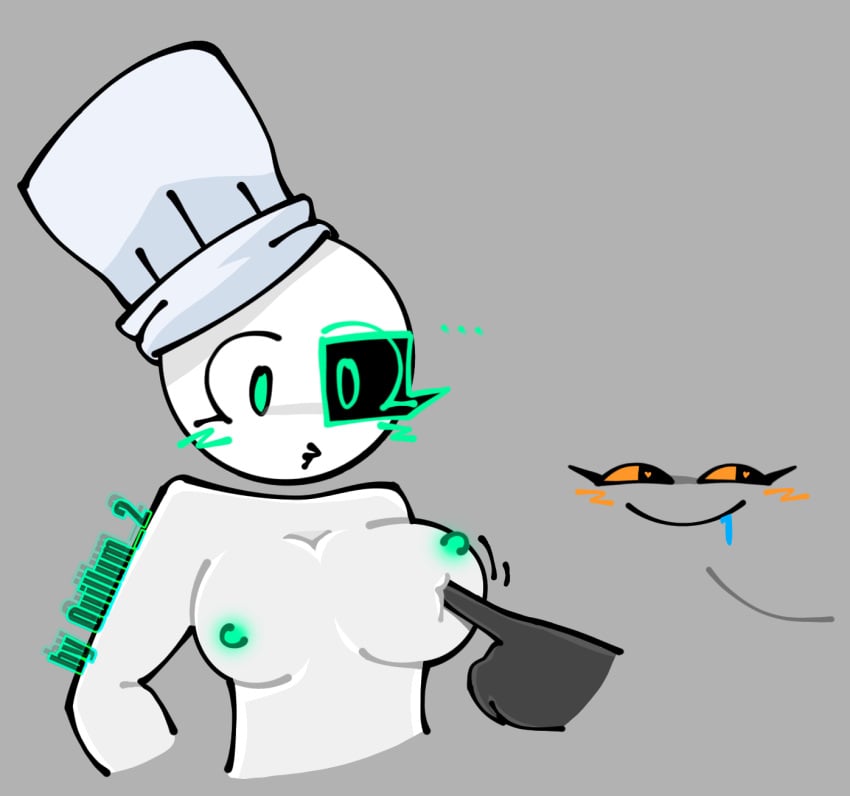 ... 1girls 2girls blush boobs breasts chef_hat colored_nipples cookiesuer dark_skin die_of_death_(roblox) drooling female_pursuer_(die_of_death) green_eyes heart-shaped_pupils looking_at_breasts nipples orange_eyes poking_breasts pursuer_(die_of_death) quillum_2 roblox roblox_game robloxian robot_humanoid self_upload watermark white_skin