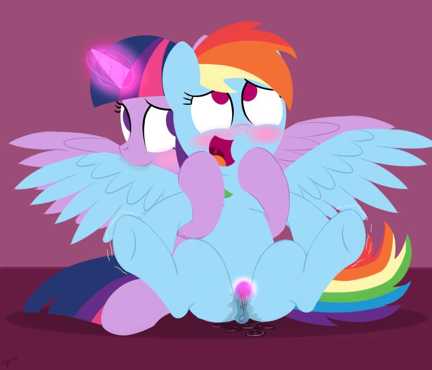 2013 alicorn anus blush clitoris dtcx97 duo equine female feral friendship_is_magic hair horn horse magic multicolored_hair my_little_pony open_mouth orgasm pegasus pony preening purple_eyes purple_hair pussy pussy_juice rainbow_dash_(mlp) rainbow_hair sitting spread_legs spreading twilight_sparkle_(mlp) wet wings yuri