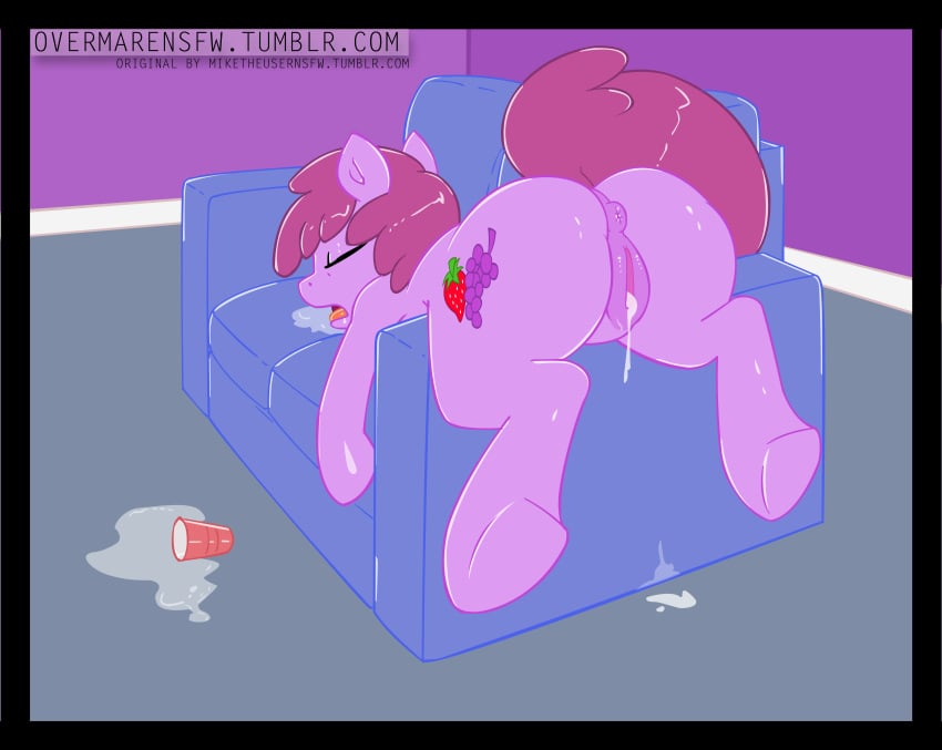 2013 after_sex anus ass bent_over berry_punch_(mlp) closed_eyes colored cum cum_in_pussy cum_inside cutie_mark drooling edit equine female feral friendship_is_magic high_resolution horse miketheuser my_little_pony open_mouth overmare pony puffy_anus pussy pussy_juice saliva sofa solo tongue tongue_out