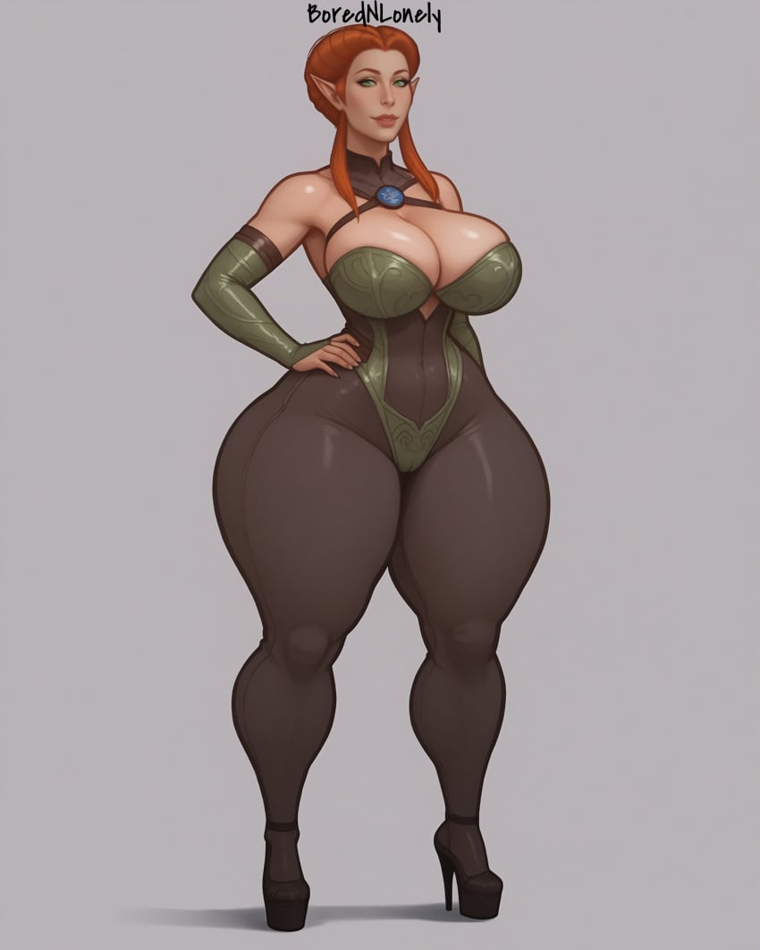 1girls ai_generated baldur's_gate_3 bodysuit borednlonely bottom_heavy cleavage curvaceous curvy druid elf elf_female ginger green_eyes high_heels hourglass_figure kagha large_breasts milf thick_ass thick_calves thick_legs thick_thighs tight_clothing voluptuous wide_hips