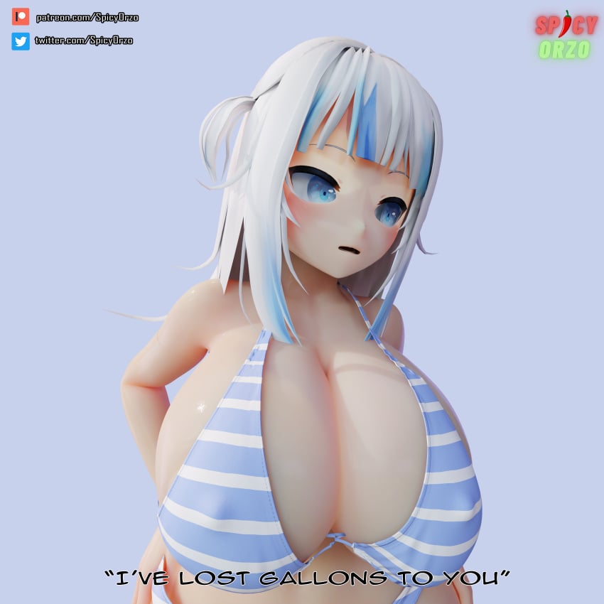 1girls 3d big_breasts bikini breasts english_text female female_only gawr_gura gigantic_breasts hololive hololive_english hololive_myth huge_breasts large_breasts massive_breasts misterorzo swimsuit