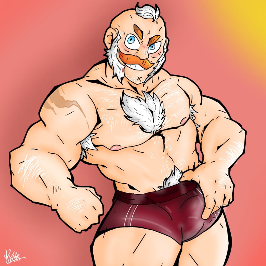 bara bear beard big_ass big_breasts big_bulge big_muscles brawl brawl_stars breasts bulge daddy dilf exhibitionism exposed_breasts gay hair human male male_only mature mature_male moustache muscles muscular muscular_male nsfw old old_man older older_male provocative pubic_hair sam_(brawl_stars) seductive seductive_look sex solo yaoi