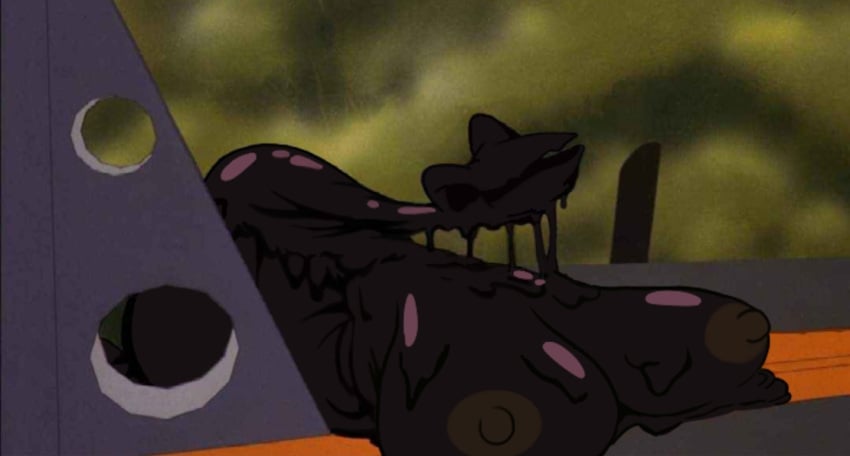 20th_century_fox 20th_century_studios brown_slime female ferngully fiend_fiends heavy_breasts hexxus huge_breasts nipples resting_breasts rule_63 screenshot_edit slime slime_girl slime_monster