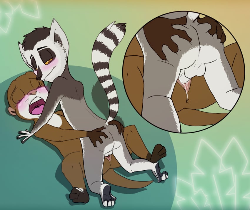 animatics dreamworks female furry furry_only interspecies king_julien lemur madagascar_(series) male marlene_(madagascar) missionary_position mustelid otter penetration sex straight