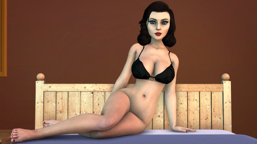 3d big_breasts bioshock bioshock_infinite blue_eyes breasts busty elizabeth_comstock female female_focus female_only full_body hourglass_figure navel pinup pinup_pose sceptersfm tagme wide_hips