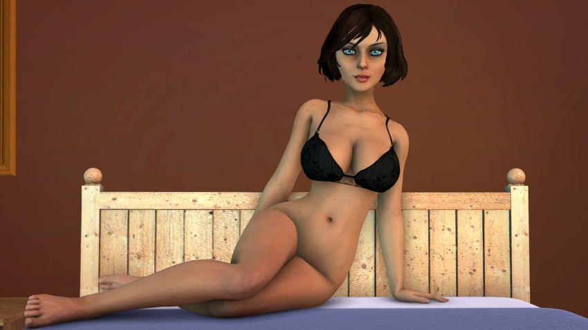 3d big_breasts bioshock bioshock_infinite blue_eyes breasts busty elizabeth_comstock female female_focus female_only full_body hourglass_figure navel pinup pinup_pose sceptersfm tagme wide_hips