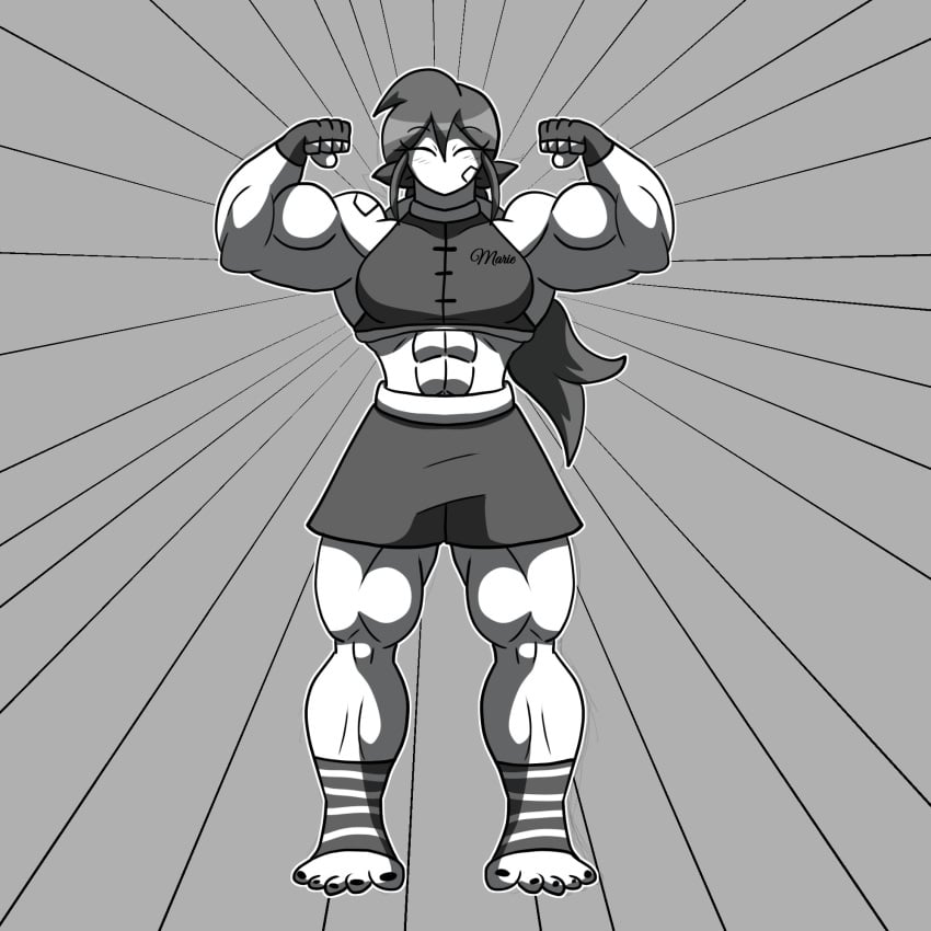 abs bandages barefoot female female_focus female_only flexing flexing_arms flexing_biceps flexing_both_biceps flexing_muscles marie_(tag-a-long) metadoodles mime mime_girl mouthless mouthless_female muscle muscle_girl muscles muscular muscular_arms muscular_female original original_art original_artwork workout_clothes