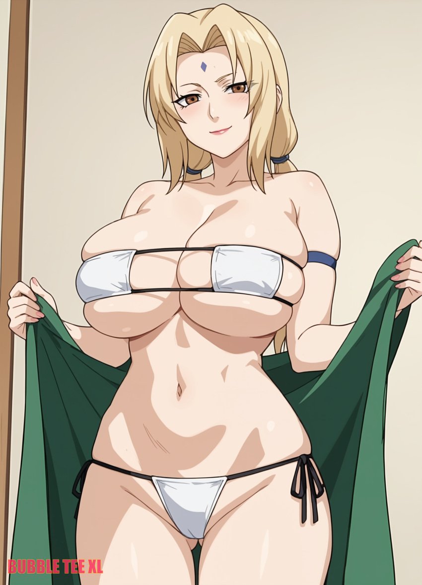 1girls ai_generated bubbleteexl naruto nude solo tsunade underwear