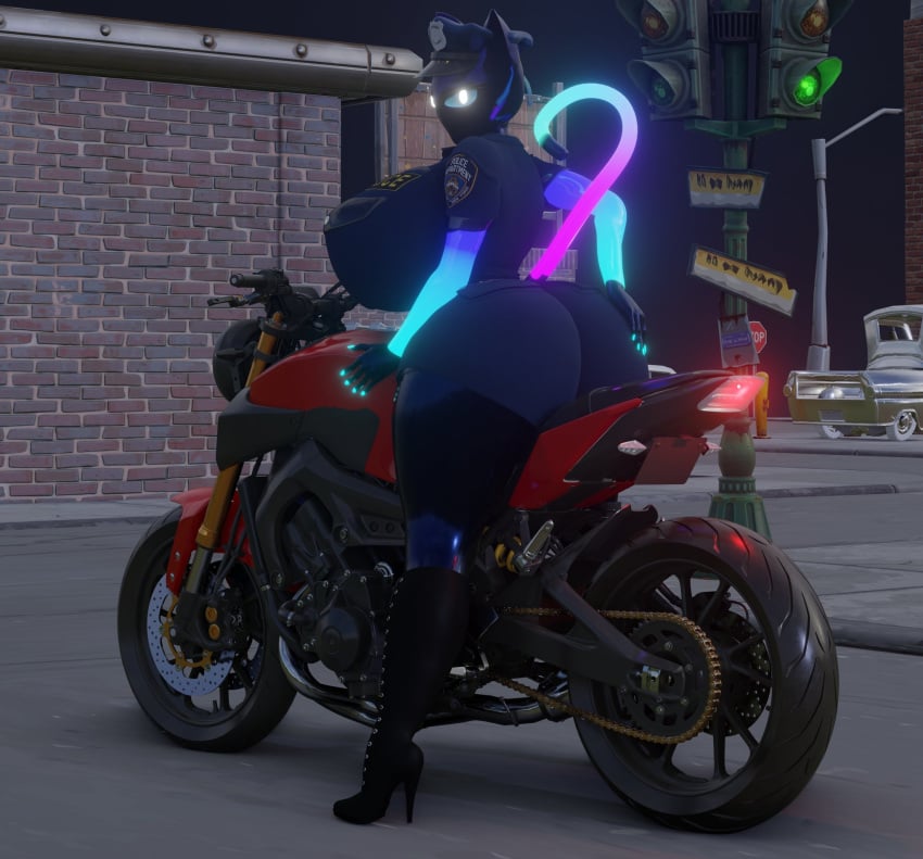 anthro anthro_female bighotdaddycat fortnite fortnite:_battle_royale furry furry_female hand_on_ass hand_on_butt huge_ass huge_breasts humongous_ass laced_boots looking_at_viewer looking_back lynx_(fortnite) motorcycle police police_hat police_officer police_uniform policewoman voluptuous_anthro voluptuous_female voluptuous_milf