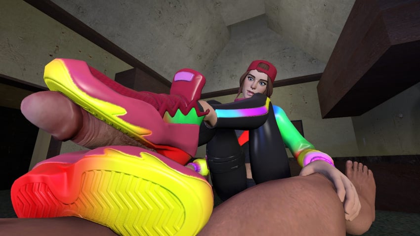 backwards_baseball_cap balls bent_penis big_balls big_penis clothed clothed_female clothing completely_nude completely_nude_male fortnite fully_clothed fully_clothed_female hand_on_thigh hat head_tilt huge_cock huge_cock loserfruit multicolored_clothing nude nude_male open_mouth open_mouth parpatroller000 penis pubic_hair shiny shiny_clothes shoe shoe_fetish shoejob