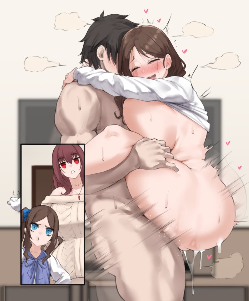 1boy 1girls 3girls ass aster_crowley aunt big_breasts blue_eyes blush bottomless breast_press breast_press_on_chest breast_squeeze breasts brown_hair bubble_butt carrying carrying_partner closed_eyes clothed clothed_sex clothing comic cum cum_drip cum_in_pussy cum_inside curvy daughter dress family family_sex fast_thrusts fate/grand_order fate_(series) female female_focus fujimaru_ritsuka_(male) grabbing grabbing_legs happy happy_sex hearts_around_body hearts_around_head high_resolution huge_breasts hugging hugging_during_sex husband_and_wife incest leonardo_da_vinci_(fate/grand_order) leonardo_da_vinci_(rider)_(fate) long_sleeves looking_at_another looking_at_partner looking_pleasured male milf mother mother_and_daughter mother_and_son multiple_girls muscular muscular_male off_shoulder off_shoulder_sweater open_mouth paid_reward parted_bangs pout purple_hair red_eyes rough_sex scathach_(fate) sex smile steam steaming_body sweat sweatdrop sweater sweater_dress tagme textless textless_version thick_thighs thighhighs thighs upright_straddle upright_straddle very_high_resolution voyeurism white_sweater wide_hips wife wife_and_husband