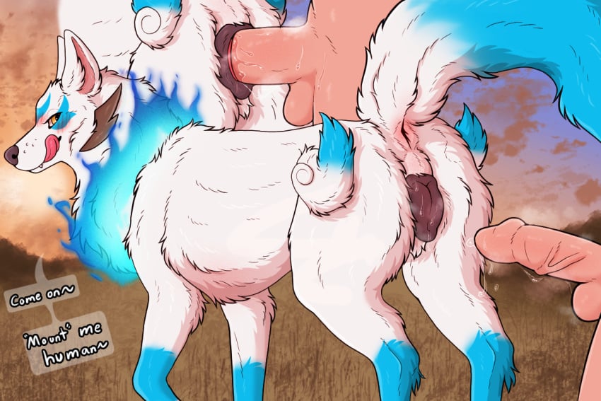 3:2 animal_genitalia animal_pussy anus anus_blush canid canine canine_genitalia canine_pussy dialogue duo female feral feral_penetrated field fire fox genitals human human_on_feral human_penetrating humanoid_genitalia humanoid_penis interspecies kitsun_(pal) male male/female mammal musk musky_penis nude outside outside_sex pal_(species) palworld parooty penetration penis pocketpair public pussy sex sun talking_feral talking_to_another vaginal_penetration vein veiny_penis zoophilia