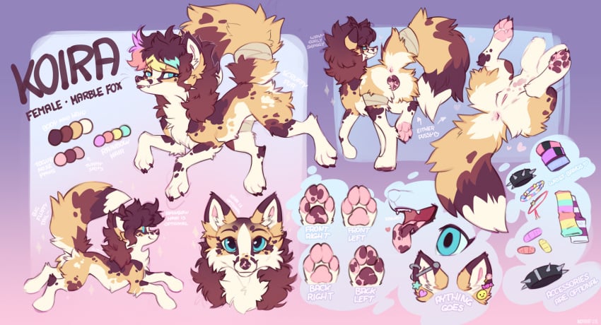 animal_genitalia animal_pussy anus black_claws blue_eyes brown_body brown_fur canid canine canine_genitalia canine_pussy claws ear_piercing english_text female feral fox fur genitals hi_res humanoid_genitalia humanoid_pussy k0ira koira_(koira) mammal marble_fox model_sheet pawpads piercing pink_pawpads pussy red_fox solo spots spotted_genitalia spotted_nose spotted_pawpads spotted_pussy spotted_tongue text tongue tongue_out true_fox whiskers white_body white_fur