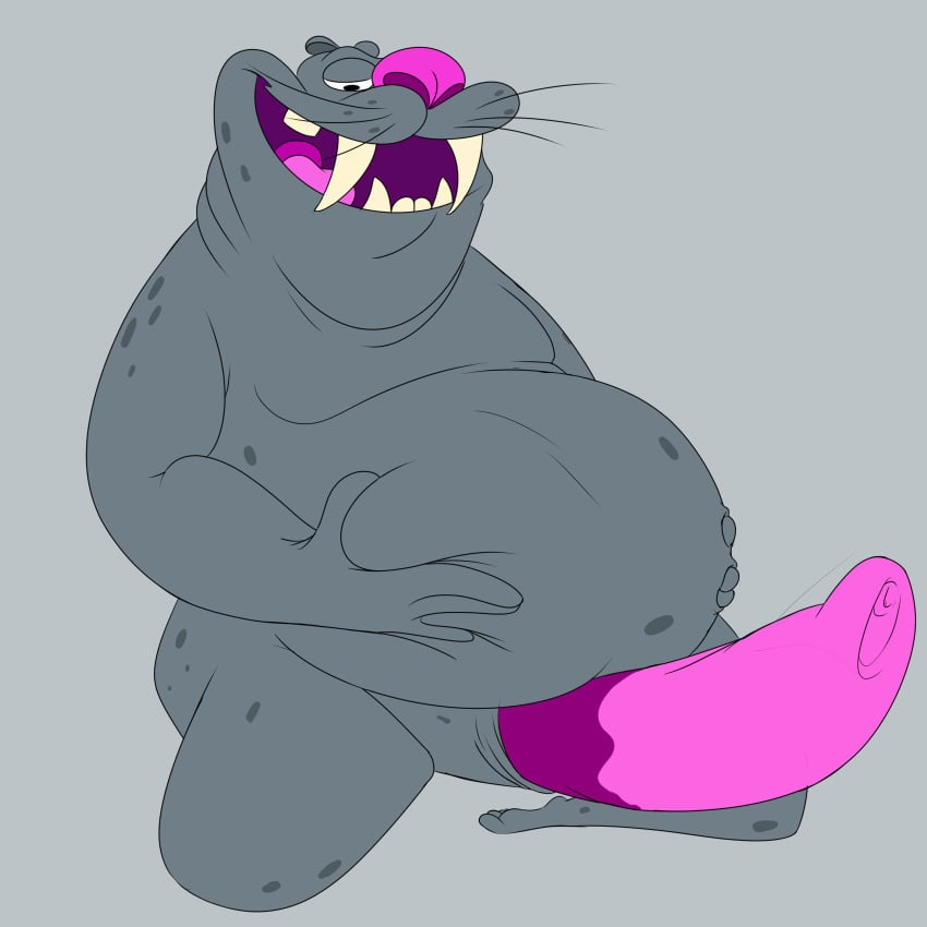 1:1 absurd_res anthro aroused aroused_face aroused_smile bent_legs big_nose bob-jiggles erection fat_folds feet genitals grey_background grey_body half-closed_eyes hand_on_belly hi_res holding_belly inner_mouth kneeling looking_aroused looking_down male mammal marine markings narrowed_eyes open_mouth overweight overweight_anthro overweight_male penis pink_nose pinniped presenting ratz rounded_ears seductive simple_background slightly_chubby slightly_chubby_anthro slightly_chubby_male slit_penis smile smiling_at_viewer solo spots spotted_body teeth teeth_showing tongue tusks vibrissae vinnie_the_walrus walrus whiskers xilam