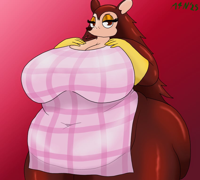 absurd_res animal_crossing anthro apron apron_only ass belly big_belly big_breasts big_butt breasts clothing eulipotyphlan female freckles gloves handwear hedgehog hi_res huge_belly huge_breasts huge_butt hyper hyper_breasts looking_at_viewer m4n mammal morbidly_obese morbidly_obese_anthro morbidly_obese_female narrowed_eyes nintendo obese obese_anthro obese_female overweight overweight_anthro overweight_female quills_(anatomy) sable_able solo thick_thighs