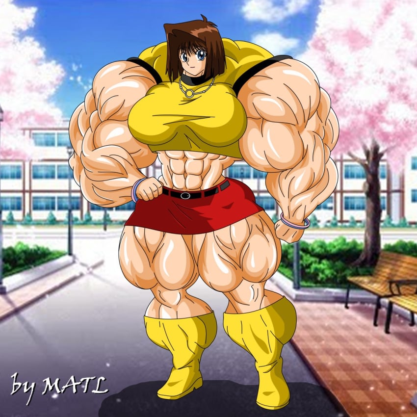 abs biceps breasts female matl muscles muscular muscular_arms muscular_female muscular_legs muscular_thighs pecs tea_gardner yu-gi-oh!