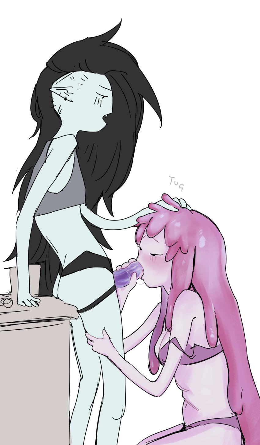 2girls adventure_time blowjob canon_couple fellatio head_grab lesbian_sex marceline marceline_abadeer oral princess_bubblegum scubaby strap-on strap-on_fellatio strapon vampire vampire_girl yuri