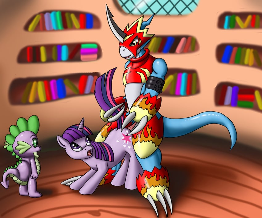 anthro_on_feral cobra_mcjingleballs crossover digimon equine female flamedramon friendship_is_magic horn male my_little_pony reptile scalie sex smooth_skin spike_(mlp) straight twilight_sparkle_(mlp) unicorn