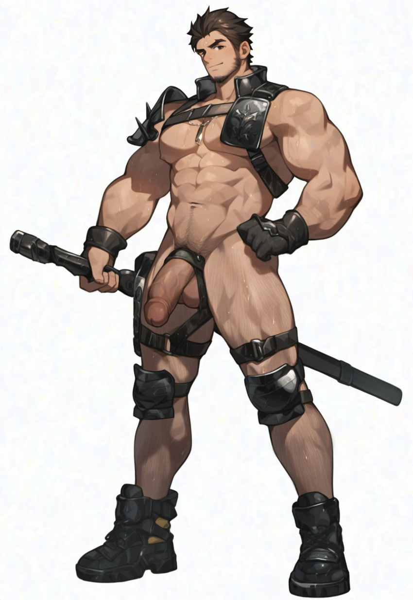 abs ai_generated balls bara biceps big_balls big_penis boyfriendai male male_nipples male_only muscular_male nipples nude pecs penis