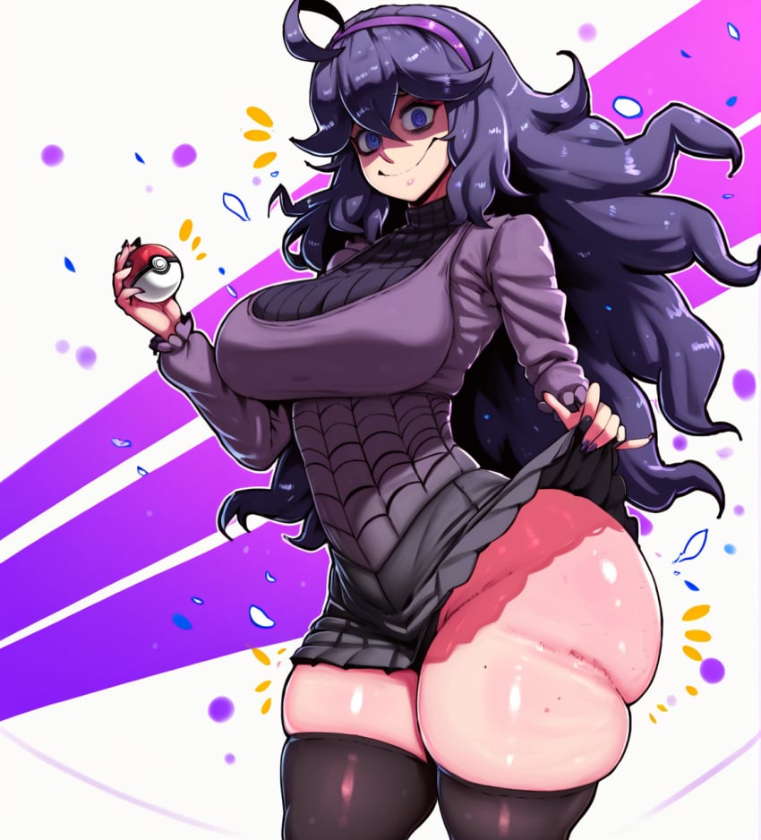 ai_generated big_breasts bubble_butt curvy d-art_style female girl goth hex_maniac pokemon pokemon_trainer skirt solo thick thick_thighs zoemimieux