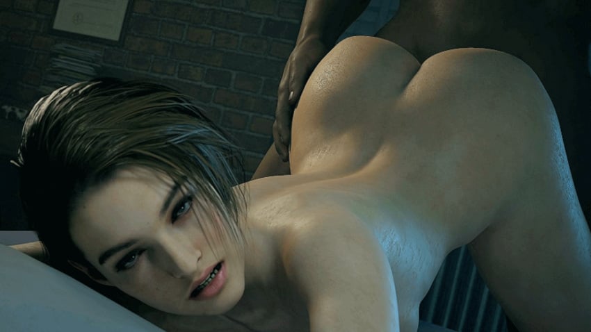 1boy 1girls 3d animated ass ass_focus bubble_ass bubble_butt butt_focus chloeangelva dark-skinned_male doggy_style gif indoors jiggling_ass jiggling_butt jill_valentine jill_valentine_(sasha_zotova) light-skinned_female light_skin looking_at_viewer looking_pleasured looping_animation naked naked_female nude resident_evil resident_evil_3 resident_evil_3_remake sex sex_from_behind straight tagme vaginal_penetration vaginal_sex white_female